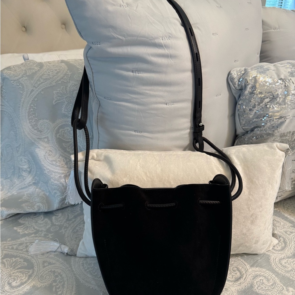 Rebecca Minkoff Suede Black Lulu Crossbody Bag - Picture 2 of 14